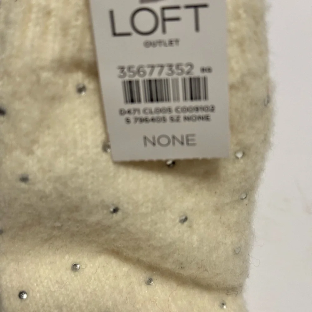 LOFT Women's Gloves Cream Embellished Sparkle NEW WITH TAGS 10” Long 3.5” Wide